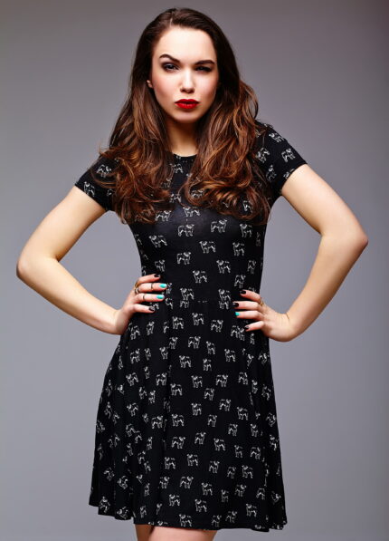 Luna Chic Black Printed Dress